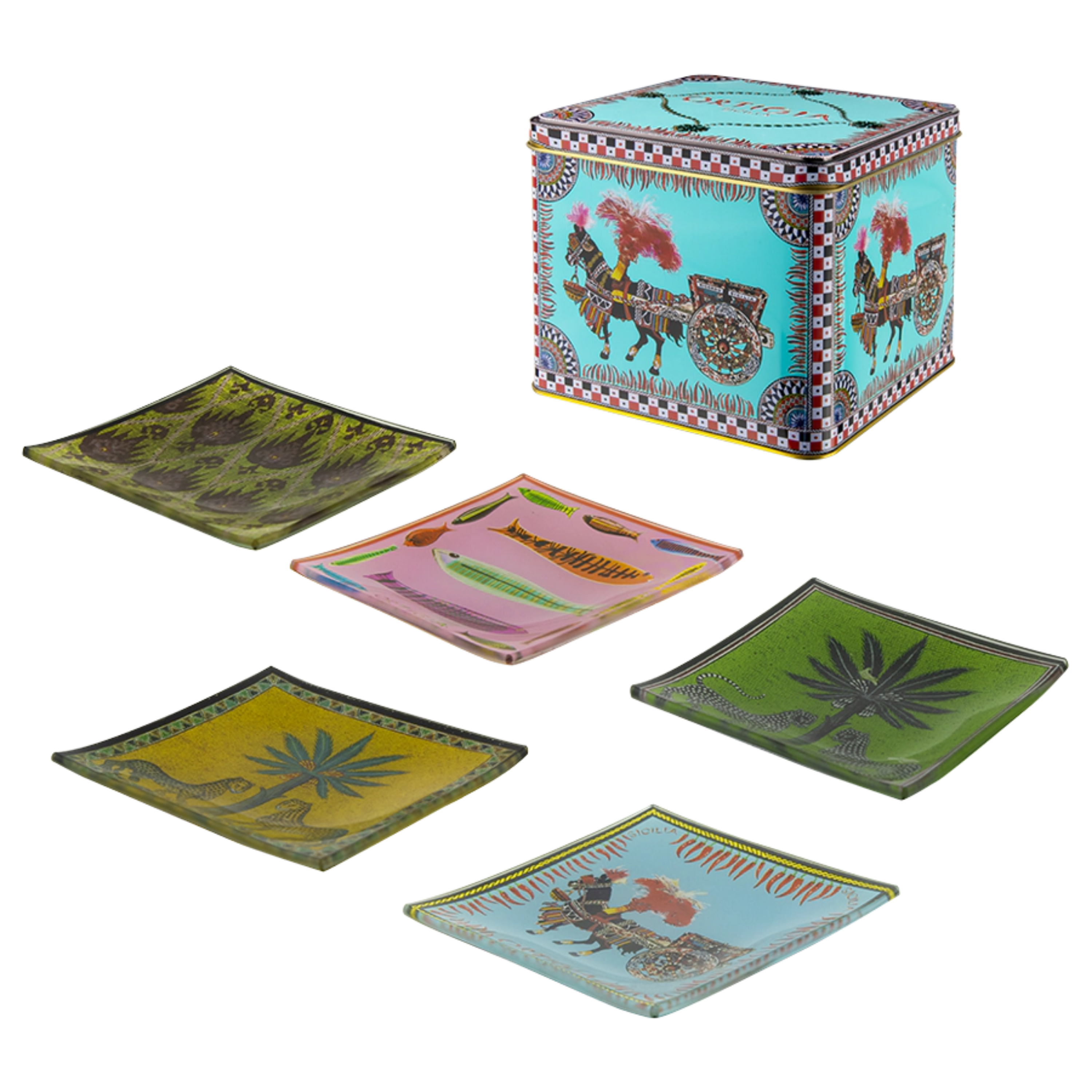 Glasteller 5er Set "Eckig"