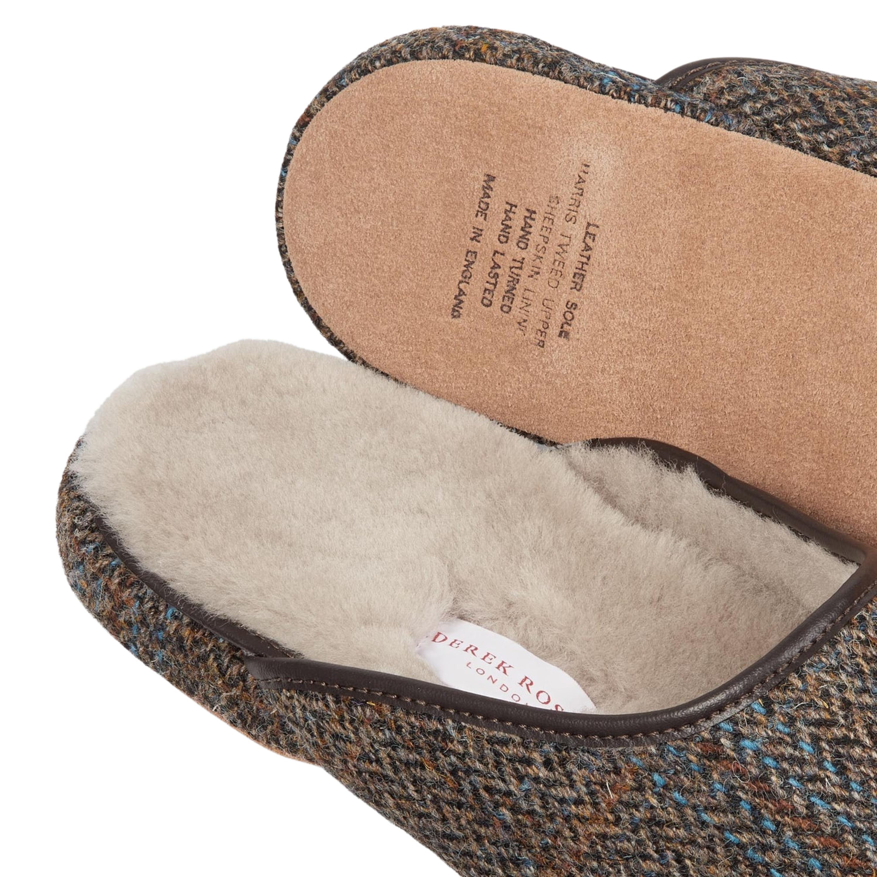 Men's Slipper "Harris Tweed Sheepskin" Beige