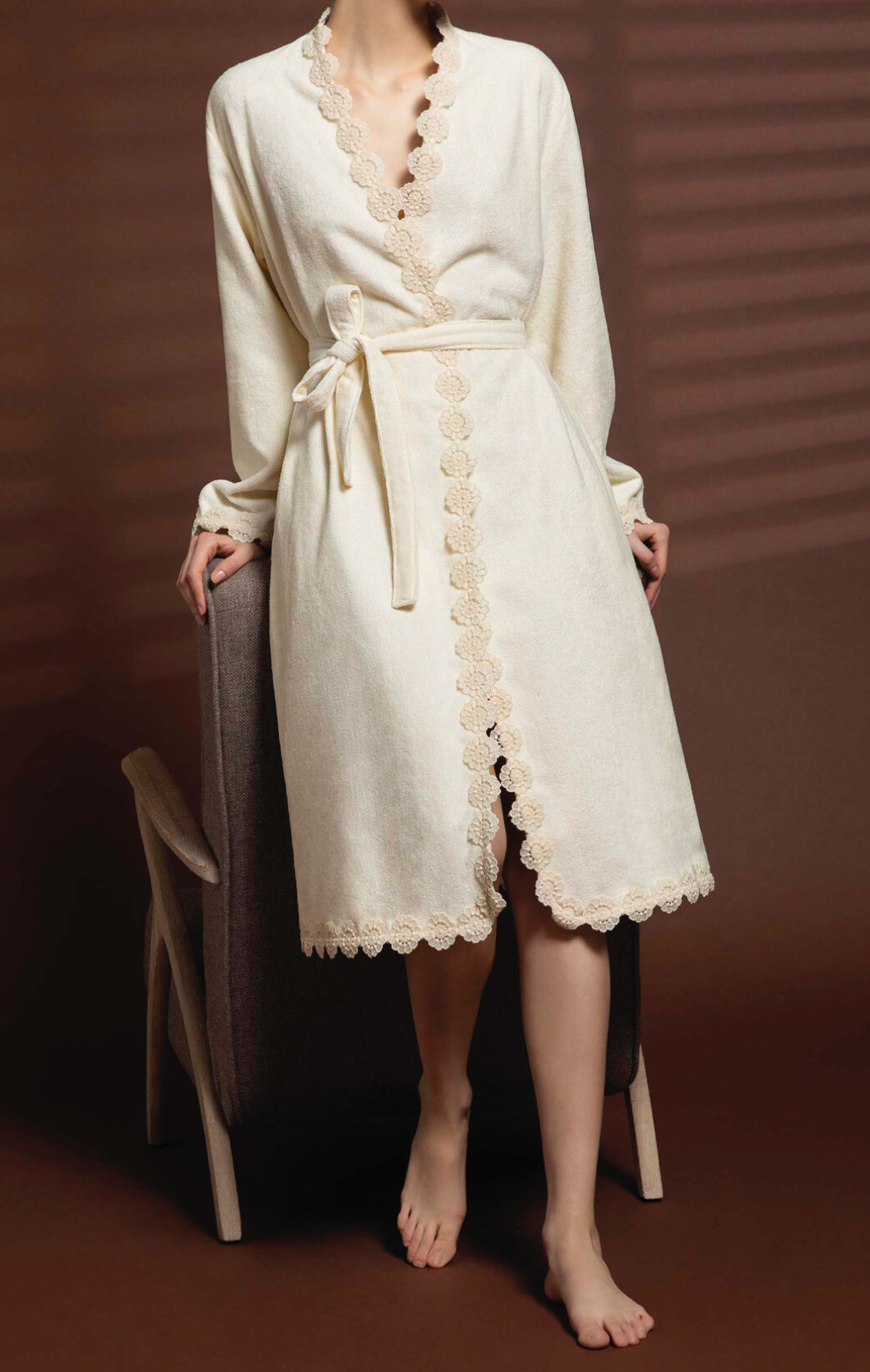 Bademantel "Makramee-Kimono"