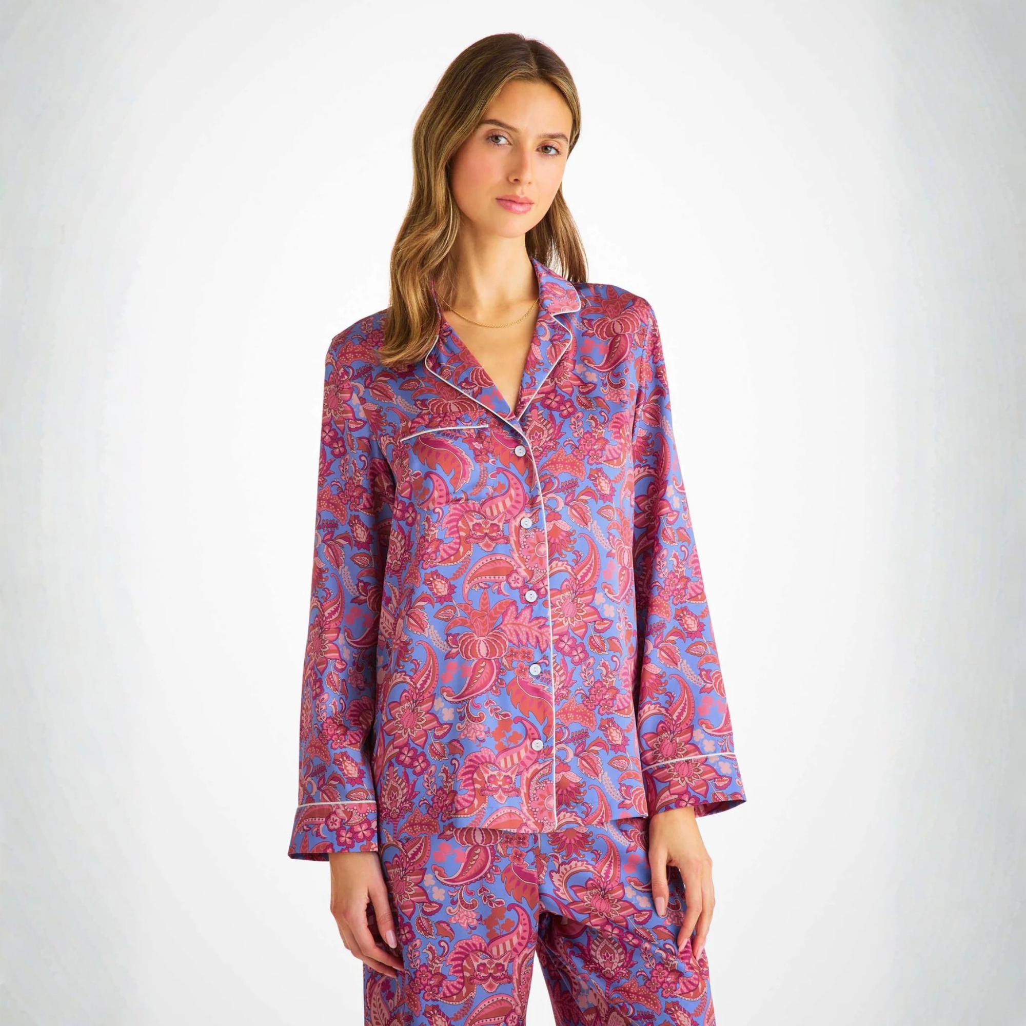 Women's Pyjama "Silk Satin" Jungle Paisley Pattern