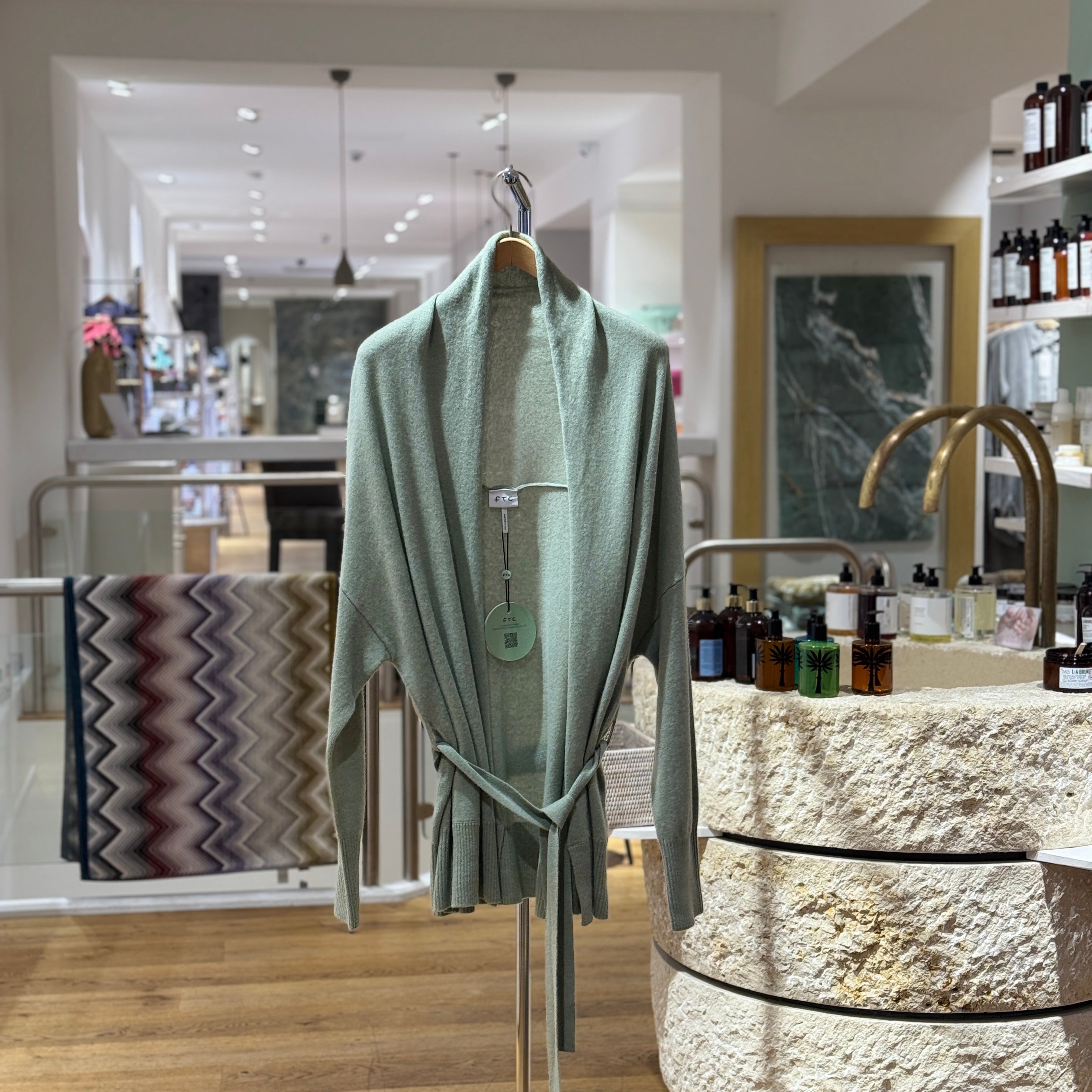 Cardigan beige/ aqua