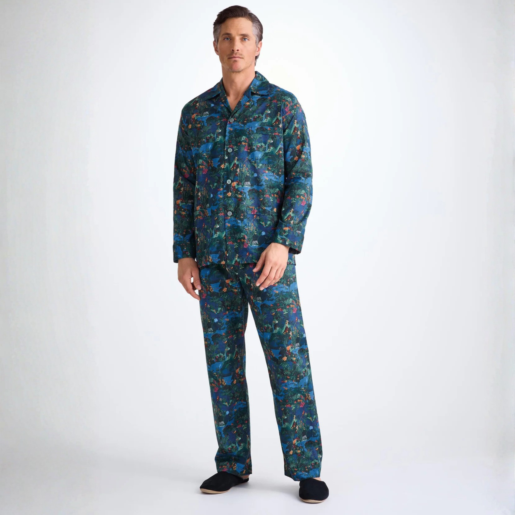 Men's Pyjama "Cotton Batiste" Multi Midnight Jungle Print
