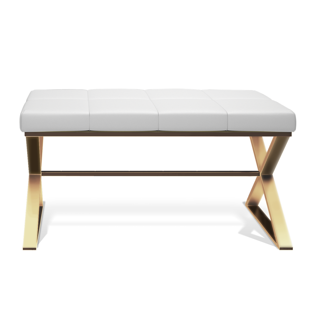Decor Walther Sitzbank "BENCH" – Gold matt PVD / Weiß #Oberfläche_Gold matt PVD