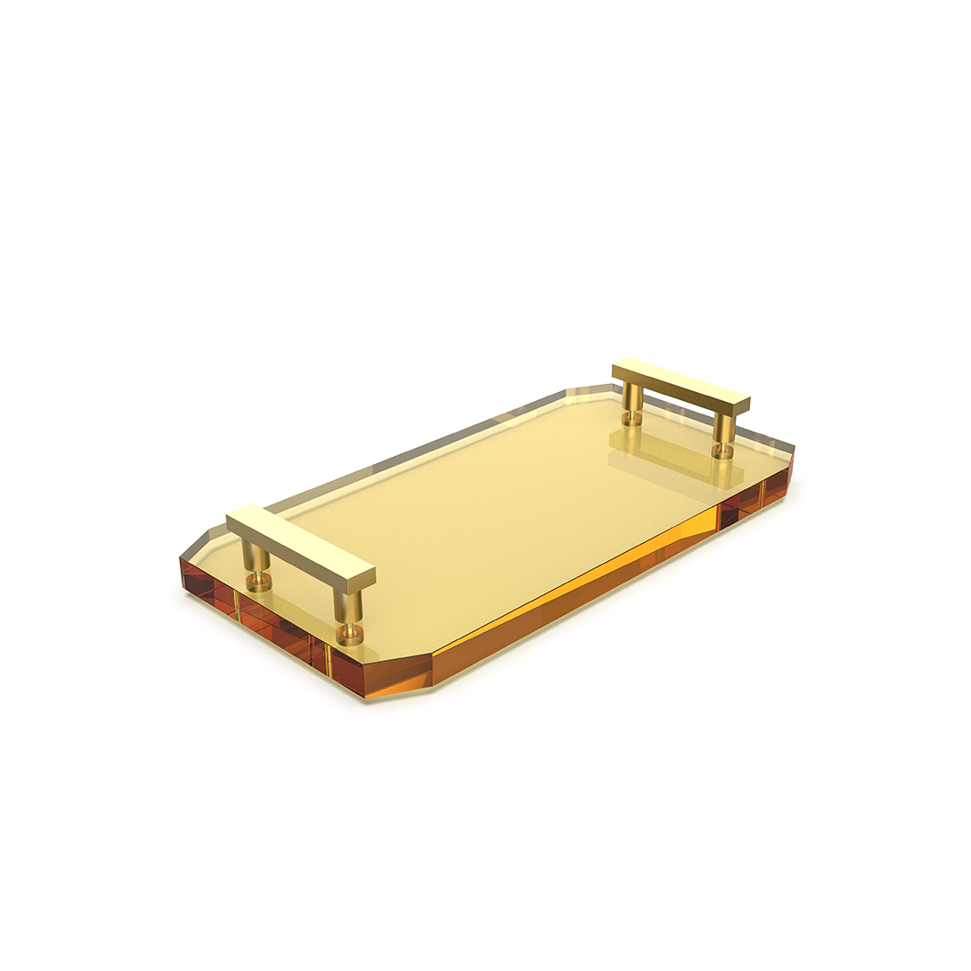 Decor Walther Tablett "Kristall" TAB – Bernstein | Gold Matt 24 Karat