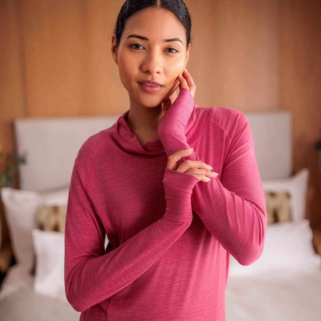 Langarm-Shirt mit Wasserfallausschnitt Women "Stay Warm"