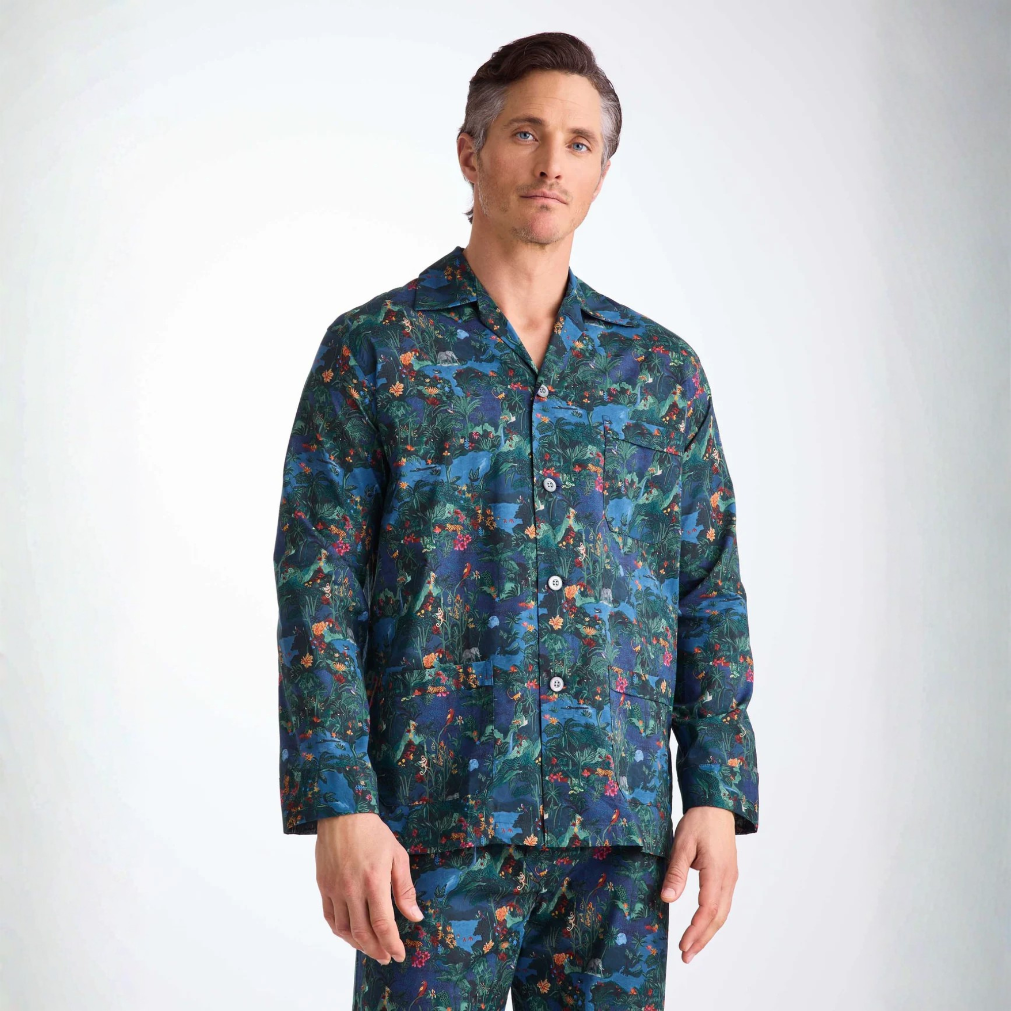 Men's Pyjama "Cotton Batiste" Multi Midnight Jungle Print