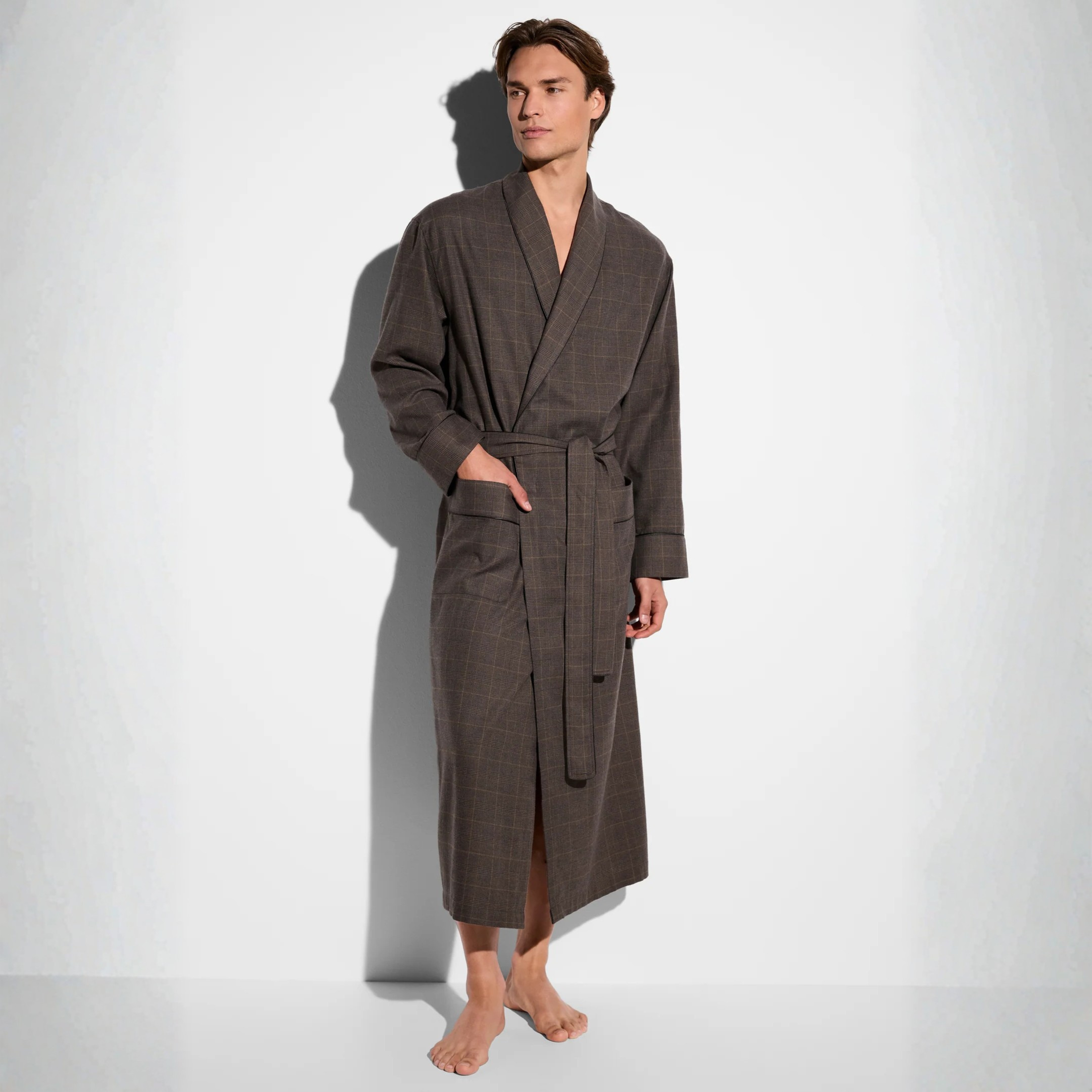 Morgenmantel "Cozy Flannel" olive check