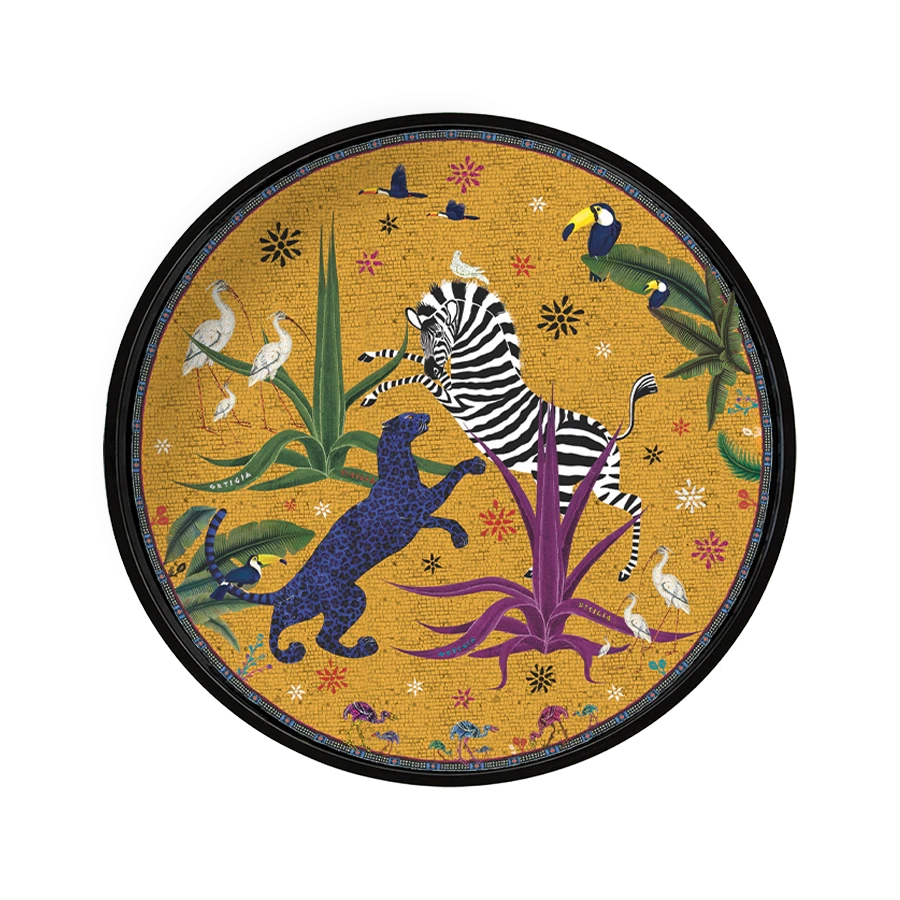 Vassoio laccato "Jungle" rotondo