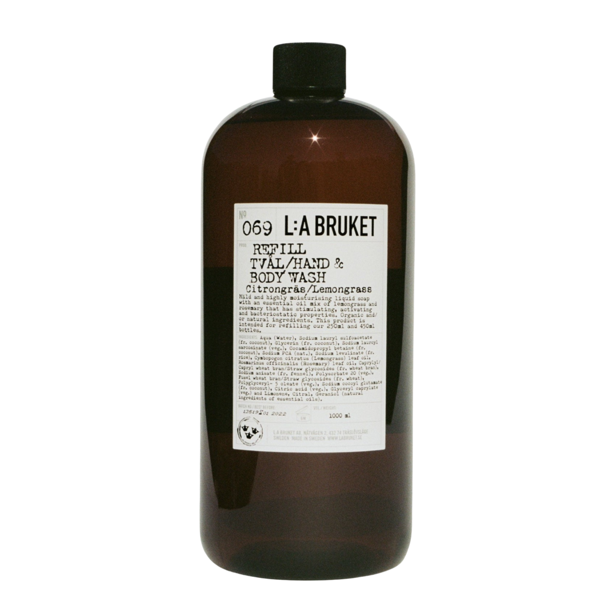 Flüssigseife "Refill" von L:A Bruket – 069 Zitronengras