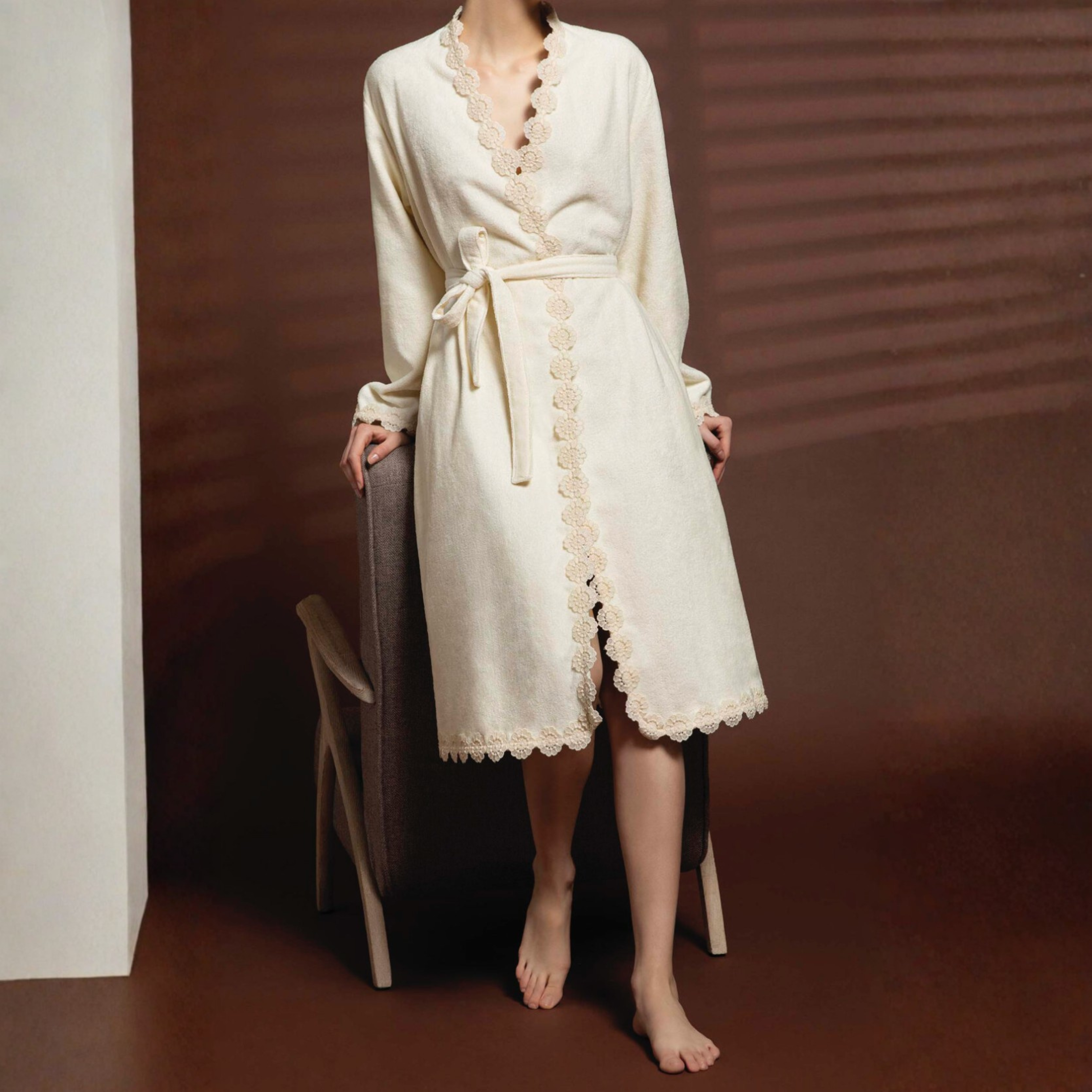 Bademantel "Makramee-Kimono"