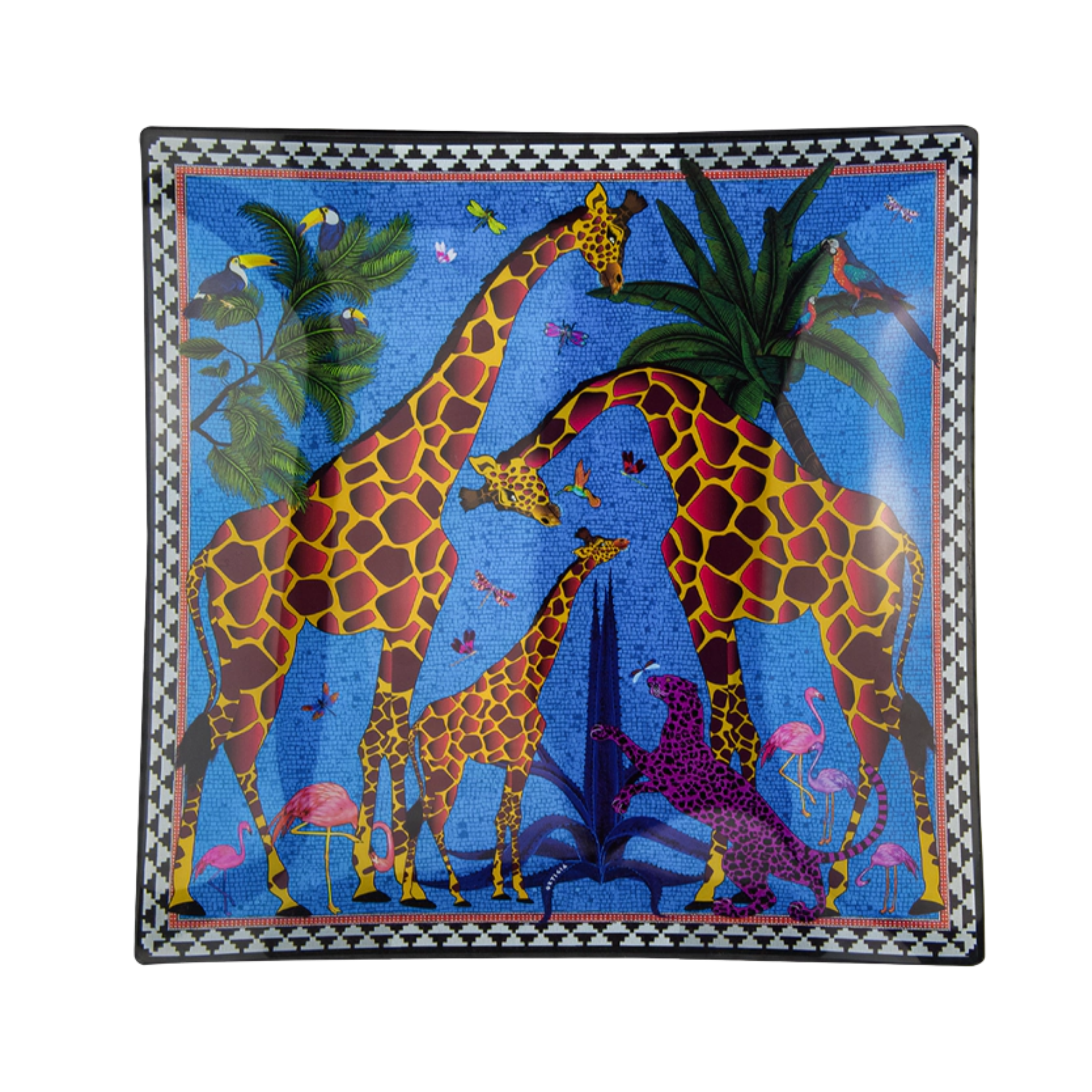 Glasteller "Giraffe" Square