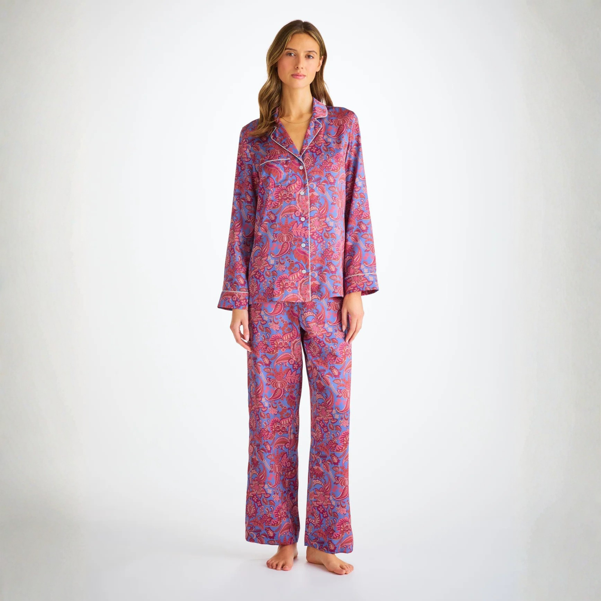 Women's Pyjama "Silk Satin" Jungle Paisley Pattern