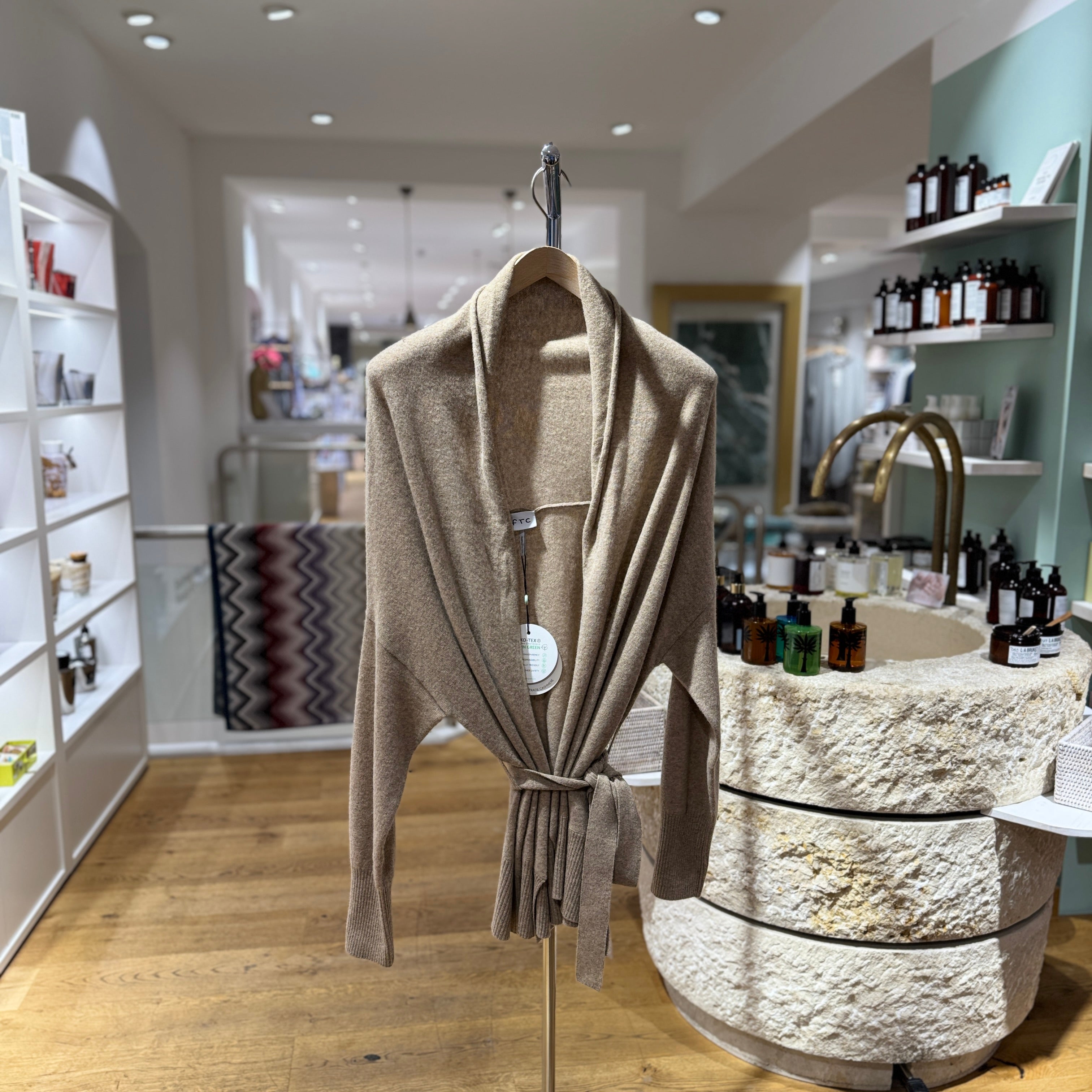 Cardigan beige/ aqua