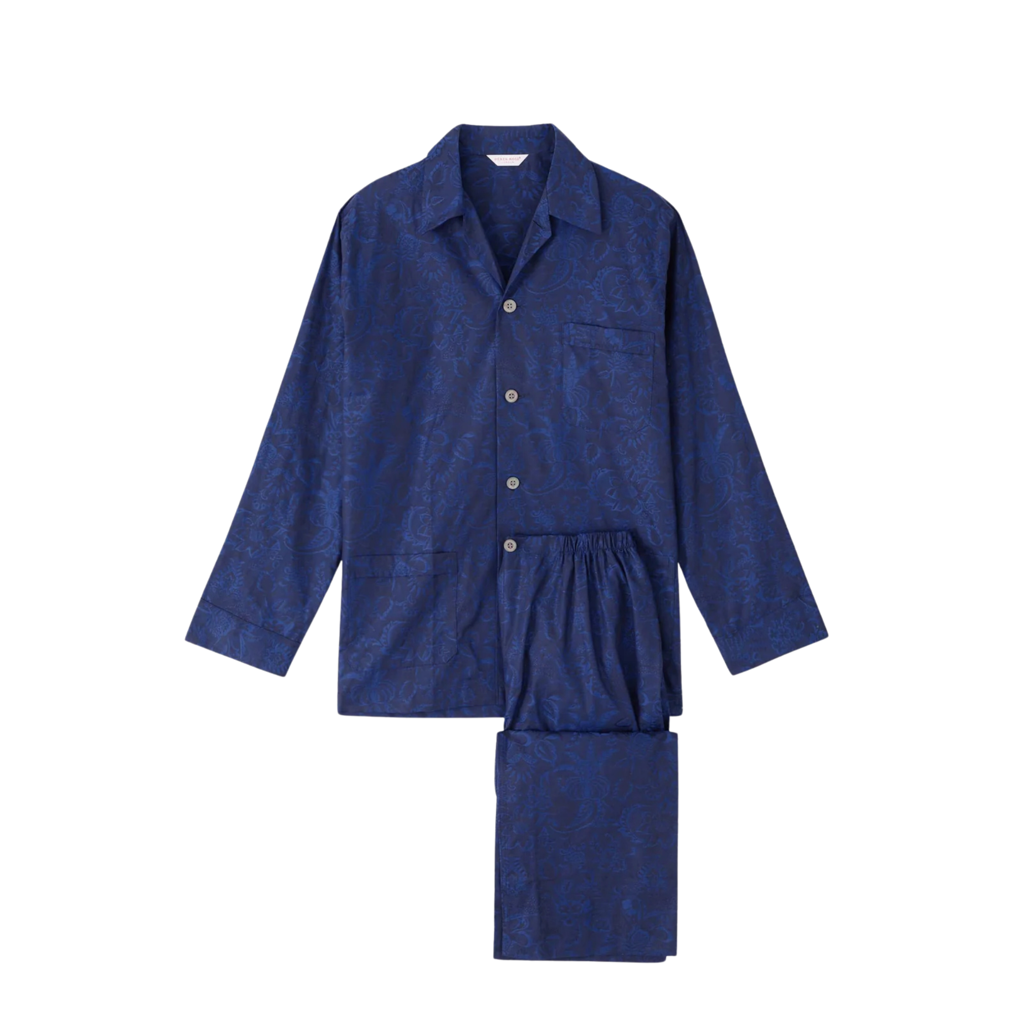 Men's Pyjama "Cotton Jacquard" Navy Jungle Paisley Pattern