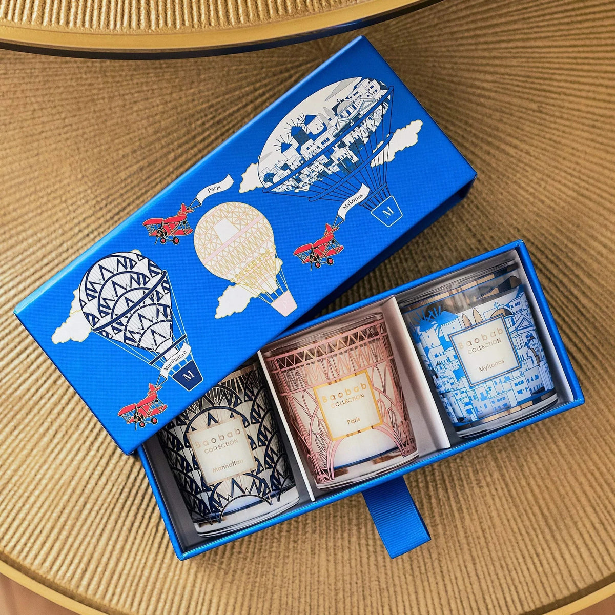 Duftkerze Travel "MANHATTAN-PARIS-MYKONOS" von Baobab