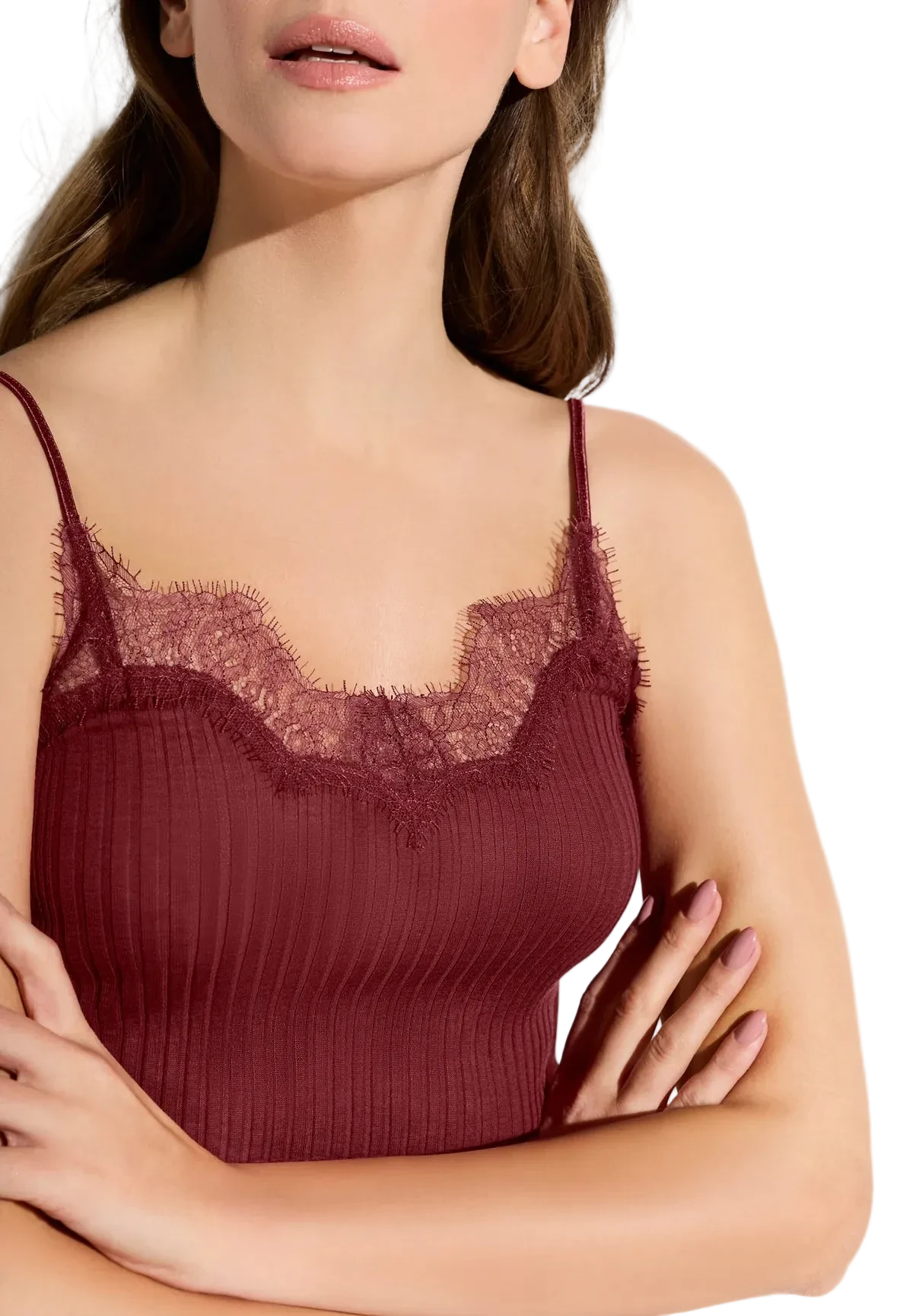 Spaghetti Top "Richelieu" 207-2800 von Zimmerli – 385 Cranberry
