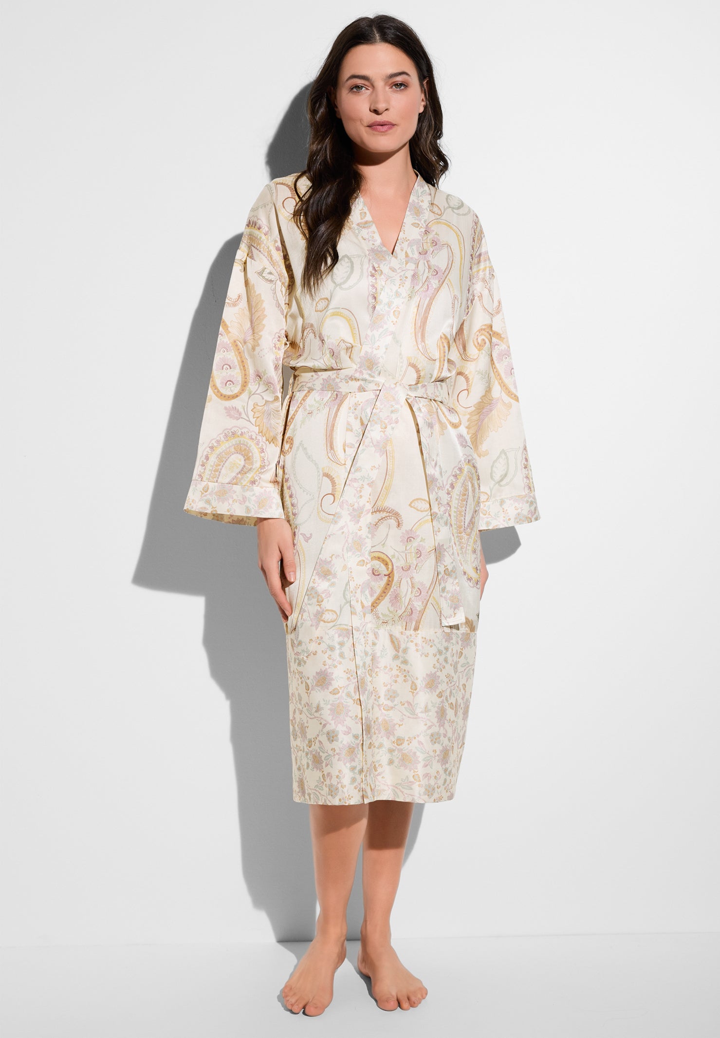 Long Dressing Gown "Cotton/Silk Print"