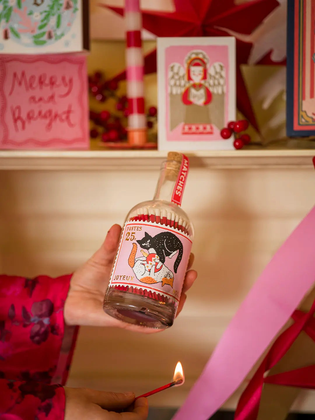 Christmas Cats Stamp Match Bottle