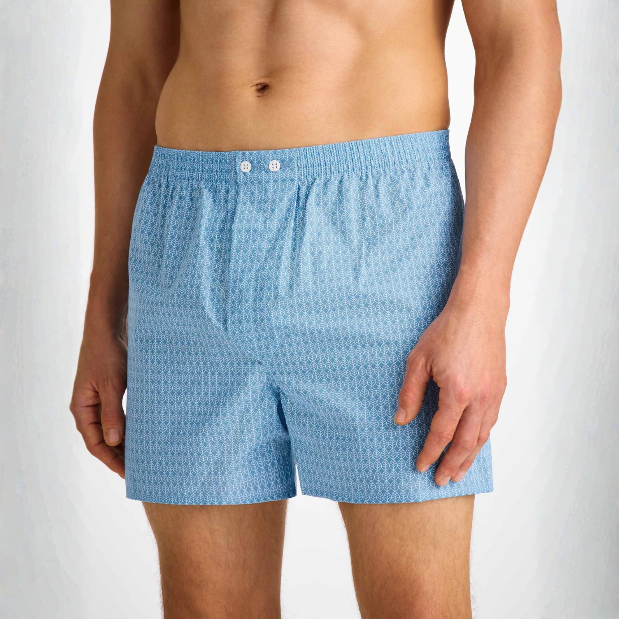 Men's classic Fit "Boxer-Shorts" Blue Jungle Leaf Print