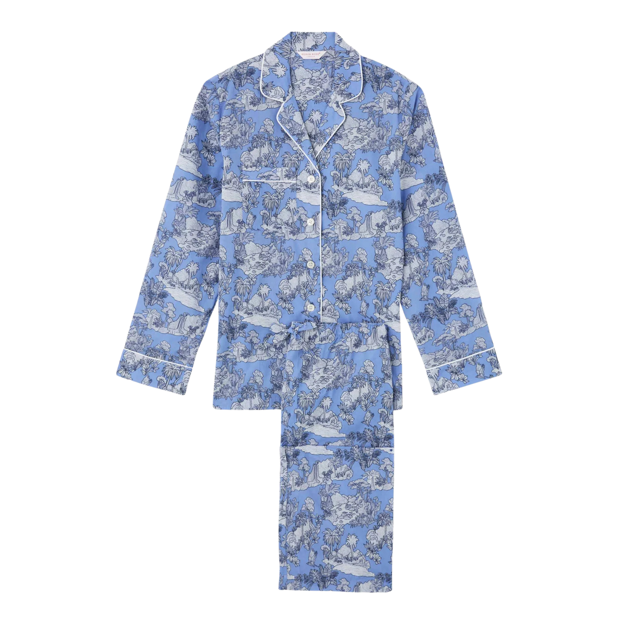 Women's Pyjama "Cotton Batiste" Blue Island Hopping Print