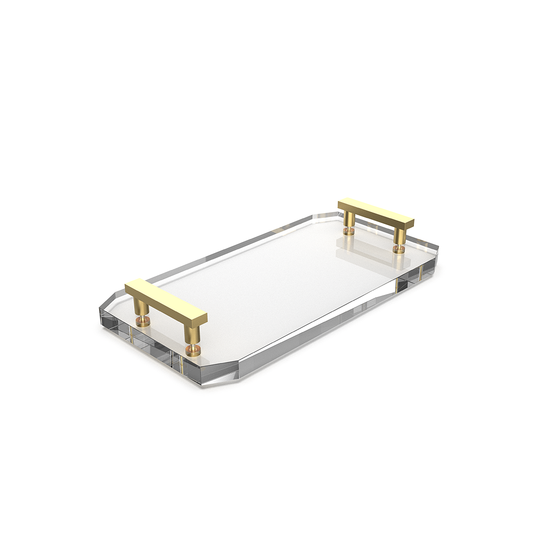Decor Walther Tablett "Kristall" TAB – Kristallklar | Gold Matt 24 Karat