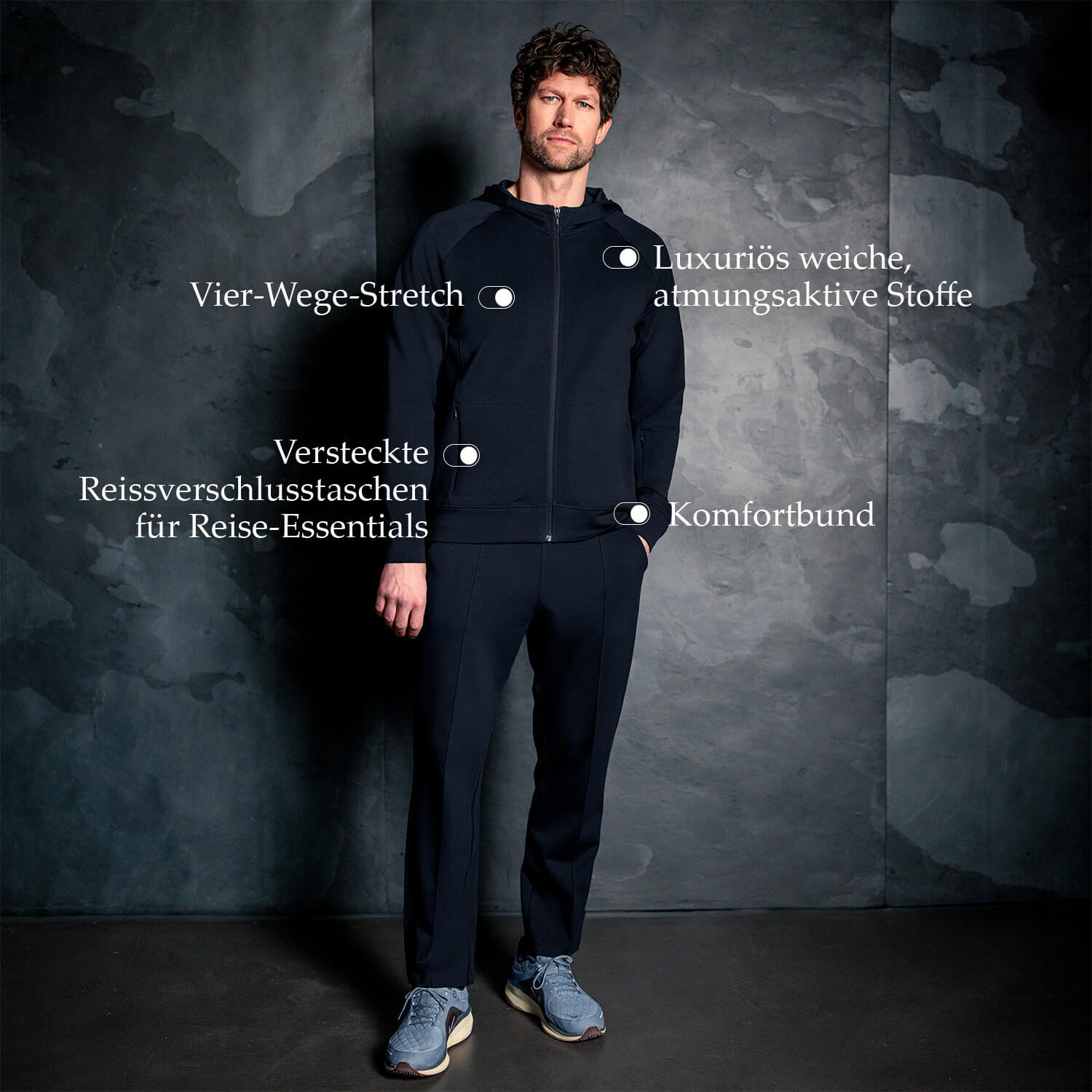 Zip Jacke Men "Travel" Navy blue