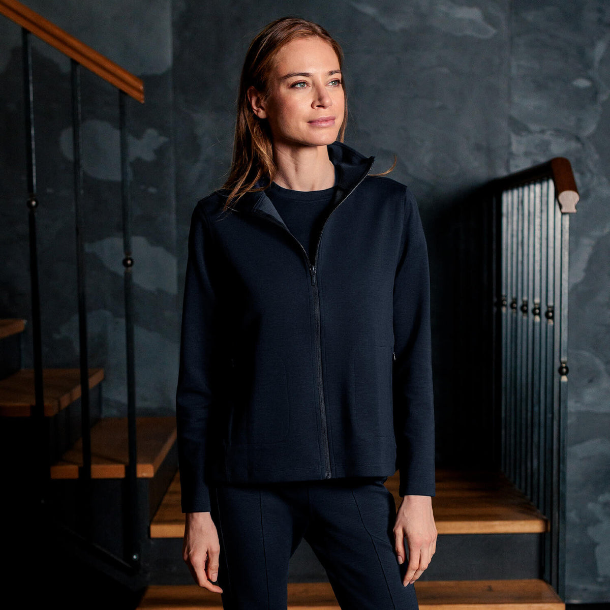 Zip Jacke Women "Travel" von Dagsmejan – Navy Blue
