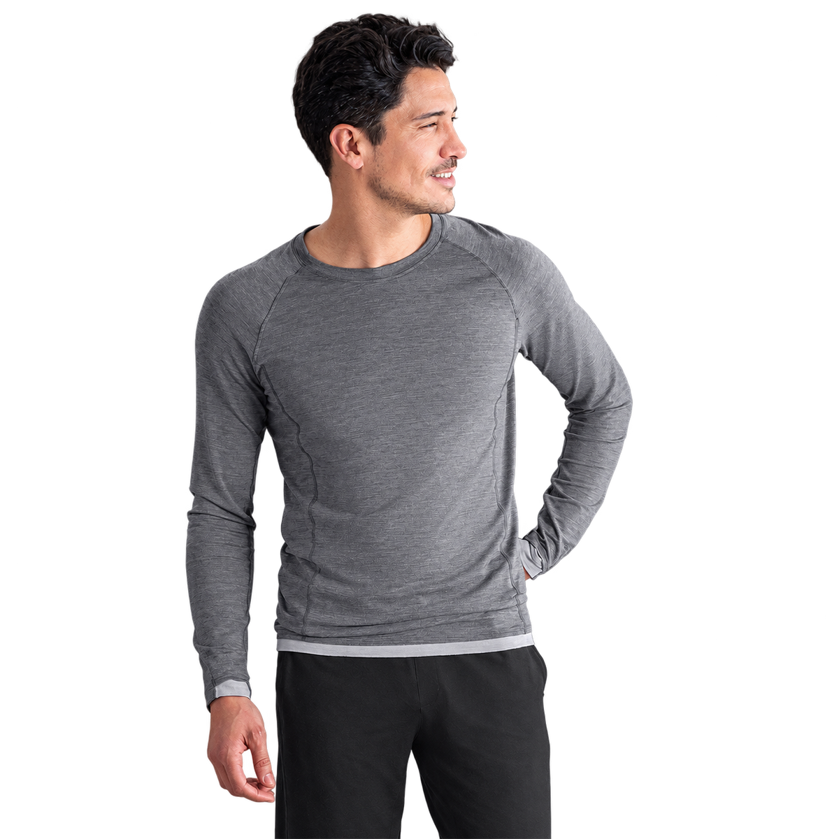 Langarm-Shirt Men "Stay Warm" von Dagsmejan – Dark grey melange, freigestellt