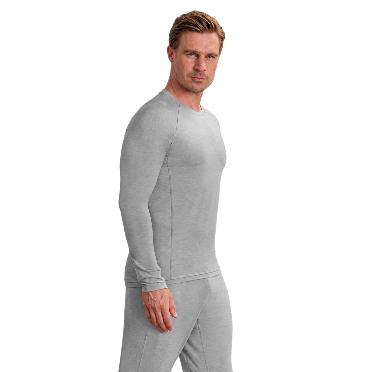 Langarm-Shirt Men "Stay Warm" von Dagsmejan – Light grey melange, freigestellt