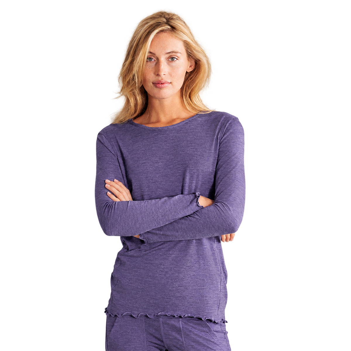 Langarm-Shirt Women "Stay Warm" von Dagsmejan – Purple melange, freigestellt