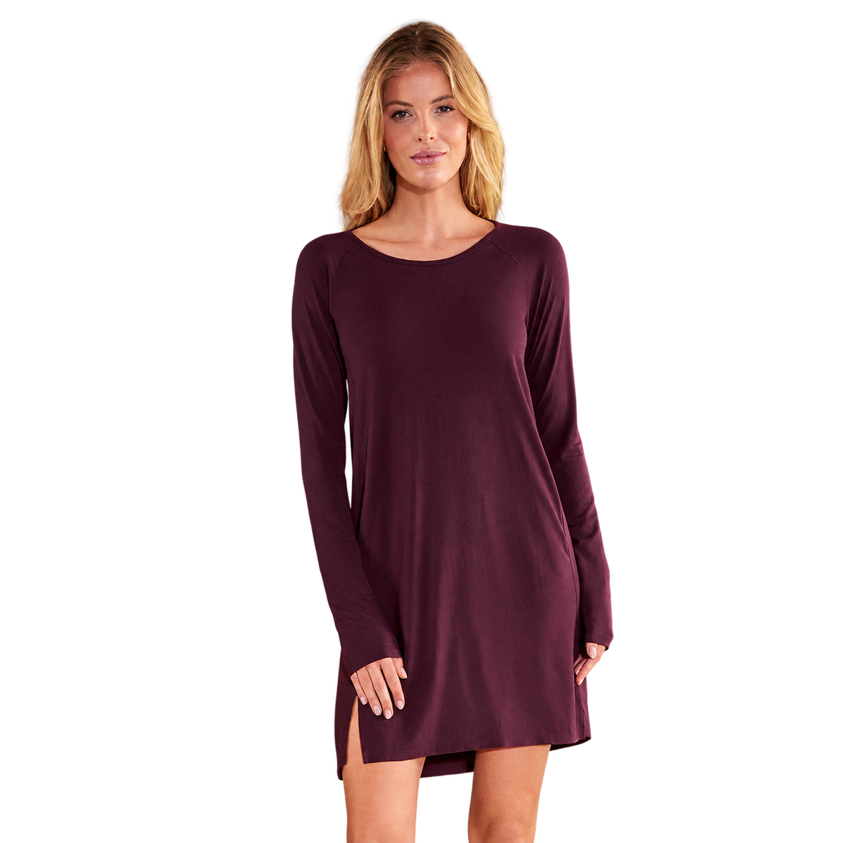 Sleepshirt Langarm Women "Balance" von Dagsmejan – Mulberry, freigestellt