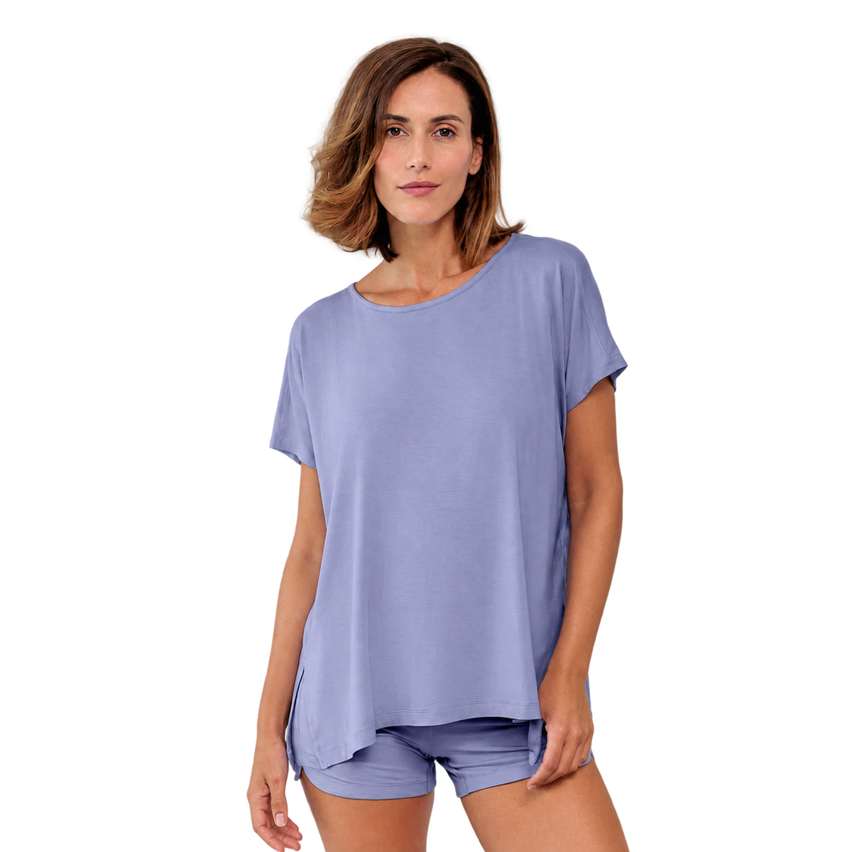 T-Shirt Women "Balance" Loose Fit Shirt von Dagsmejan – Morning Sky, freigestellt